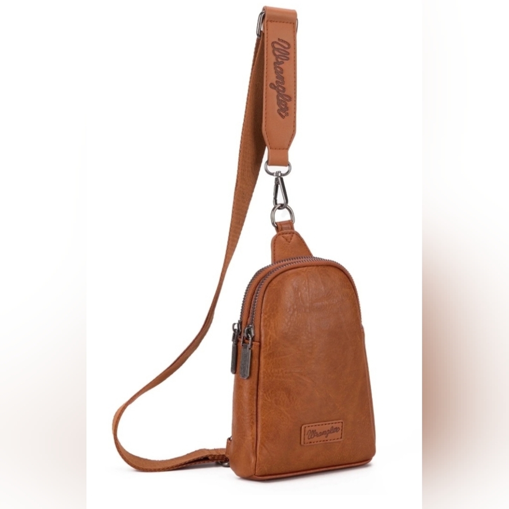 Wrangler Tan Leather Crossbody Bag